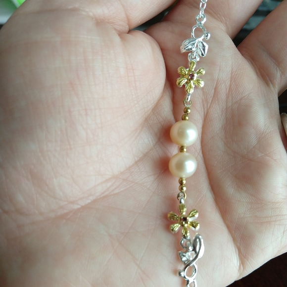 Sterling natural pearl bracelet artistic - Picture 7 of 8